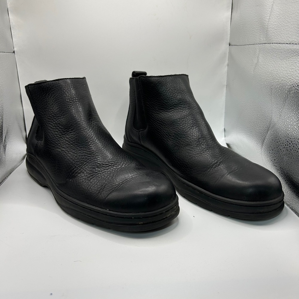 Eddie Bauer Mens Black Pebbled Leather Chelsea Boots Ankle 12M 019-0345‎
